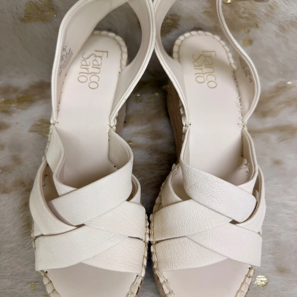 Franco Sarto‎ Carmina Espadrille Wedge Sandals Women Sz 7. 5 Excellent Ivory